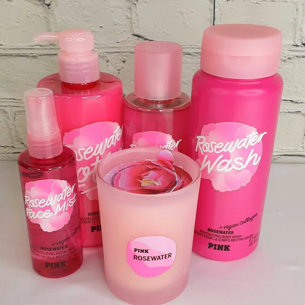 VICTORIA'S SECRET PINK ROSEWATER REVITALIZE BODY CARE 5-PIECE SET NEW - Picture 16 of 16